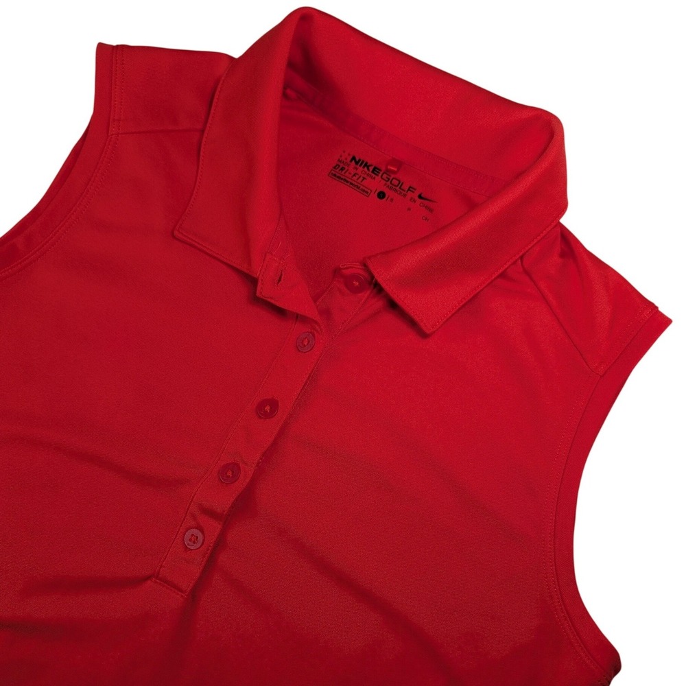 Nike Golf Polo Women Small Red Sleeveless Dri-FIT 725598-696